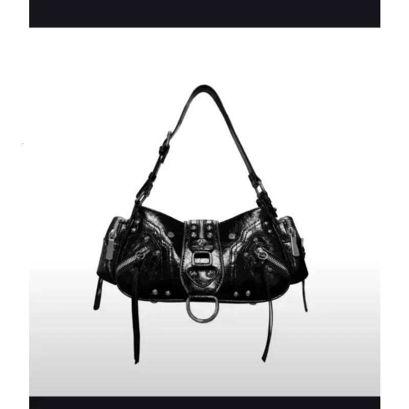 Women S Y K Studded PU Leather Shoulder Purse Gothic Punk Vintage Rivet Handbag Black Bag With Spikes Luxury Underarm Bags TIANOUDAISHU