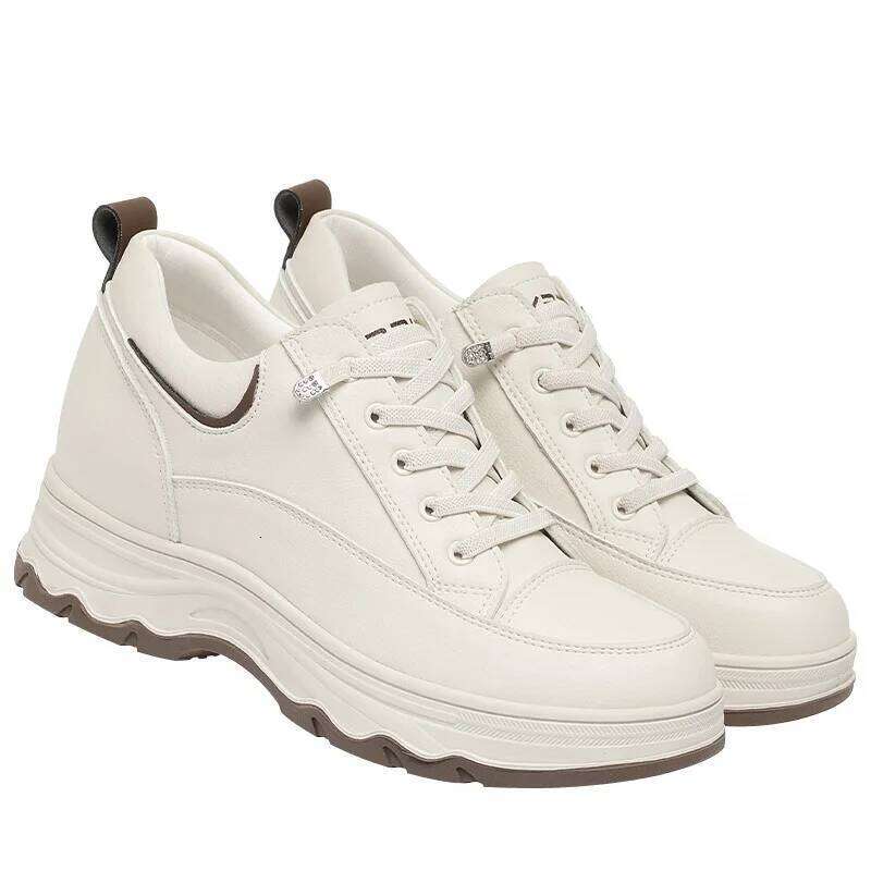 Comfortable Soft Leather Running Sneakers 2024 New Spring Autumn Middle-aged Elderly Fashion Chunky Causal Women Mother Shoes