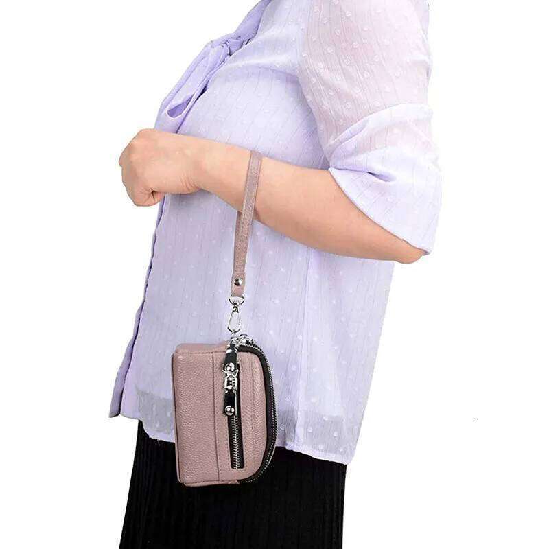 fashion women wallet genuine leather double zipper coin purse pouch bag C260304