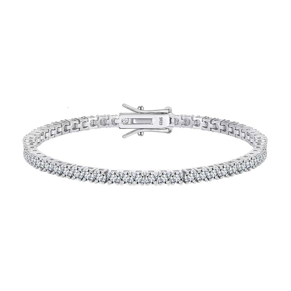 High Quality Sterling Silver Tennis Chain Bracelet Hip Hop Style Moissanite Diamond Tester Bracelet Moissanite Bracelets Bangles