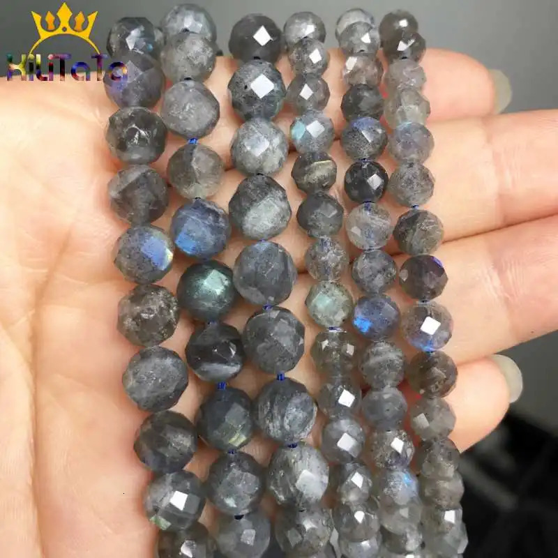 Natural Grey Labradorite Beads Faceted Loose Stone Beads For DIY Making Bracelet Necklace Jewelry Accessories 75 6mm/8mm 260302