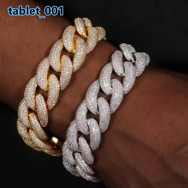 VVS D Color Moissanite S925 Sterling Silver Bracelet Iced Tennis Link Chain for Men Hip Hop Cuban Miami Style Jewelry Necklace