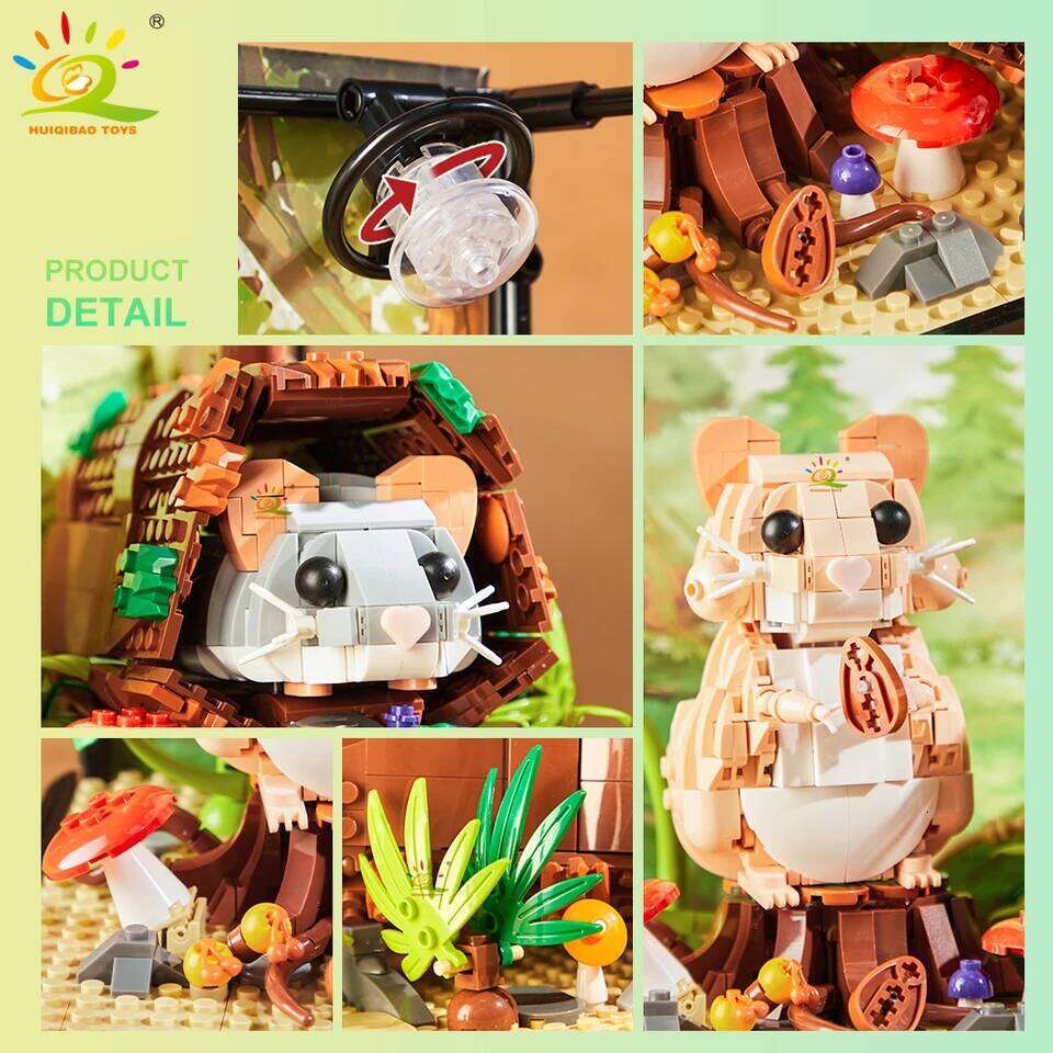 HUIQIBAO MOC Hamster Animal Model Building Block Brick Boy Assembly Construction Toy For Children Kid DIY Game Home Desk Decor Z260306