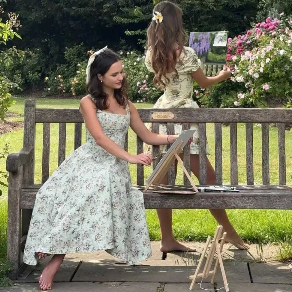 Suninheart Summer Elegant Lace Up Dress 2025 New Arrivals Floral Print Midi Dress Women Sexy Dress for Holiday Birthday X260306
