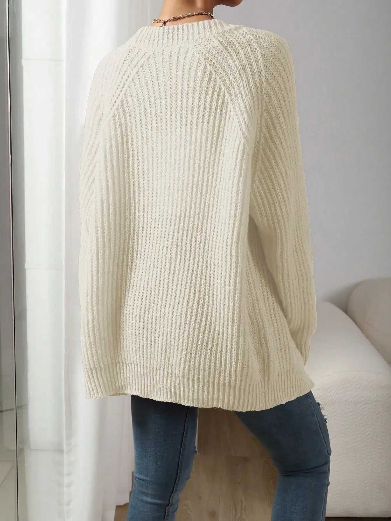 Womens Multi-Color Open Front Knit Cardigan Oversized Long Sleeve Casual Loose-Fit Outerwear Black/Pink/White M260306