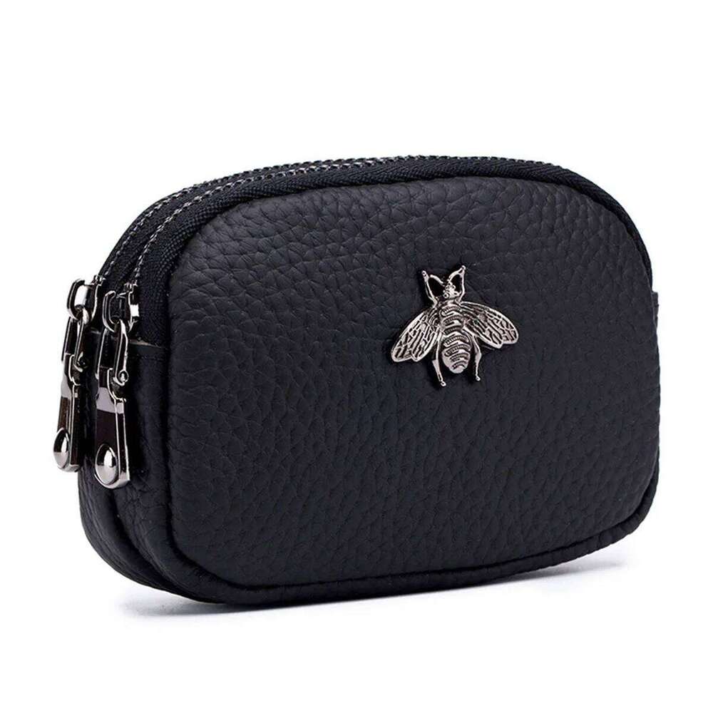 Mini Purse for Women Leather Simple Double Zipper Cute Coin Bag Compact Money Holder C260304