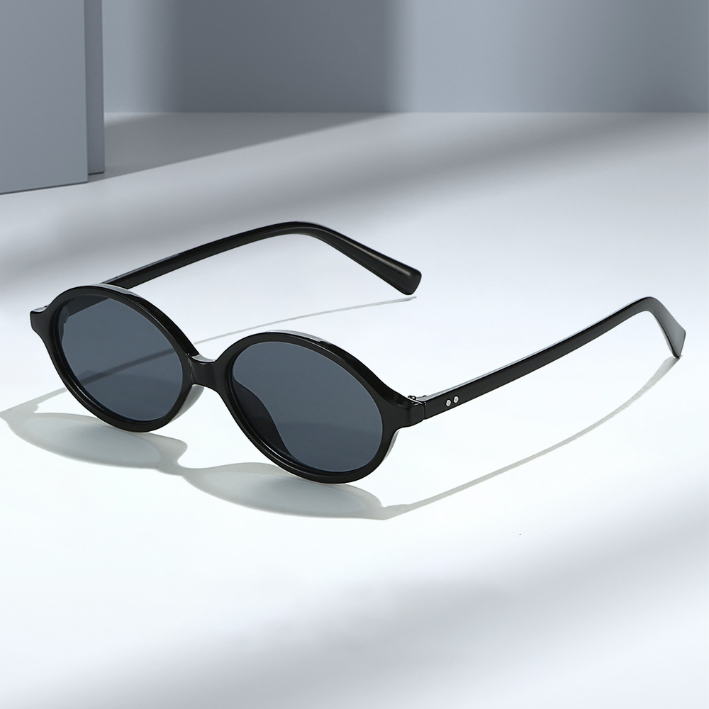 25 new Korean-style small-frame retro plain glasses, nerd oval sunglasses, UV protection sunglasses