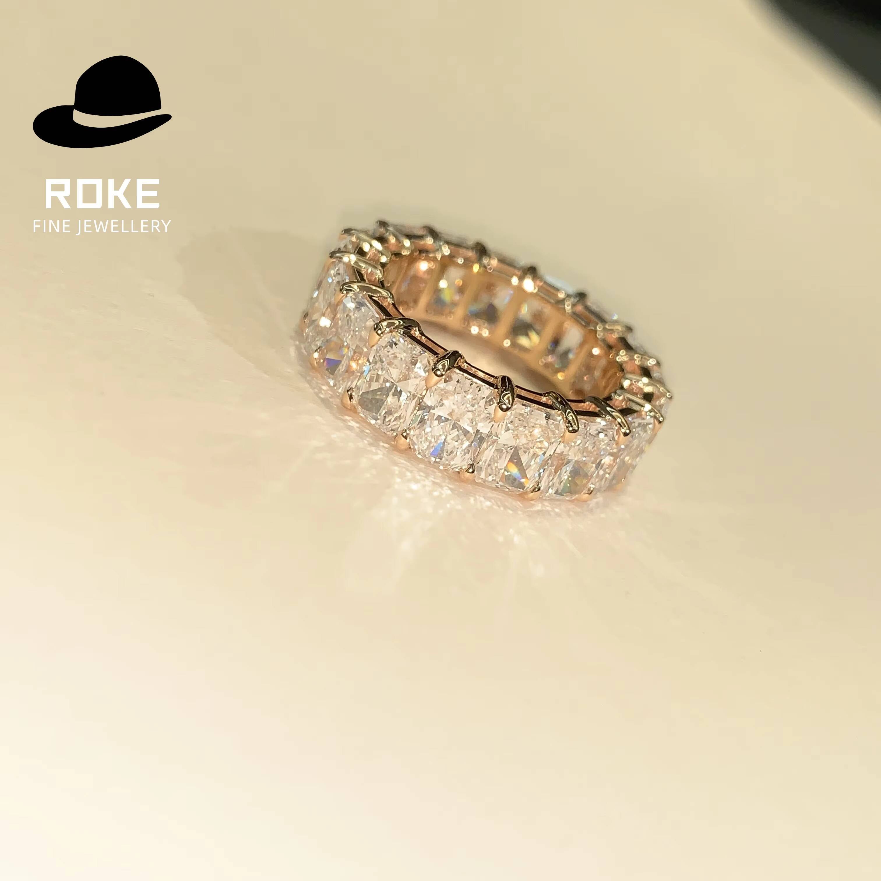 New Arrival Popular Womens Diamond Ring Four-claw Setting IGI-Certified Lab-Grown Radiant Cut Customisable in 9-18K Gold