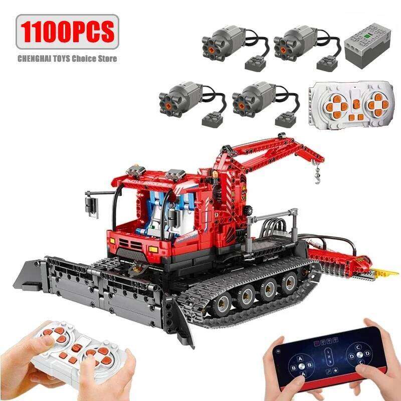 City Winter Remote Control Snow Groomer Building Blocks MOC Electric RC Car Construction Technical Vehicle Bricks Kids Toys Boys Z260306