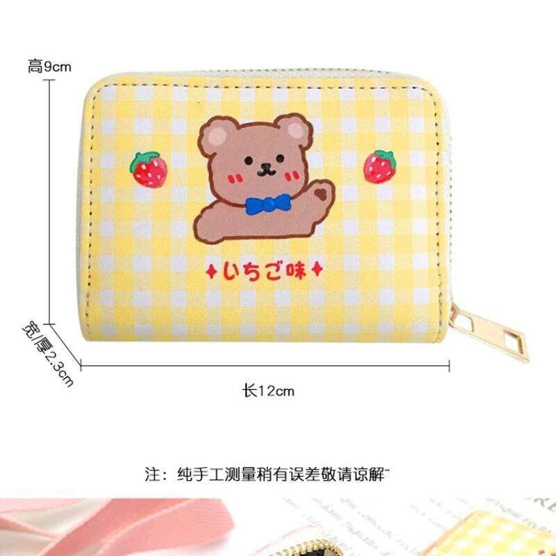 Ladies Short Korean Cartoon Cute Bear Small Mini Coin Wallet Purse Clutch Card Cash Organizer Money Bag Purses Manga C260304