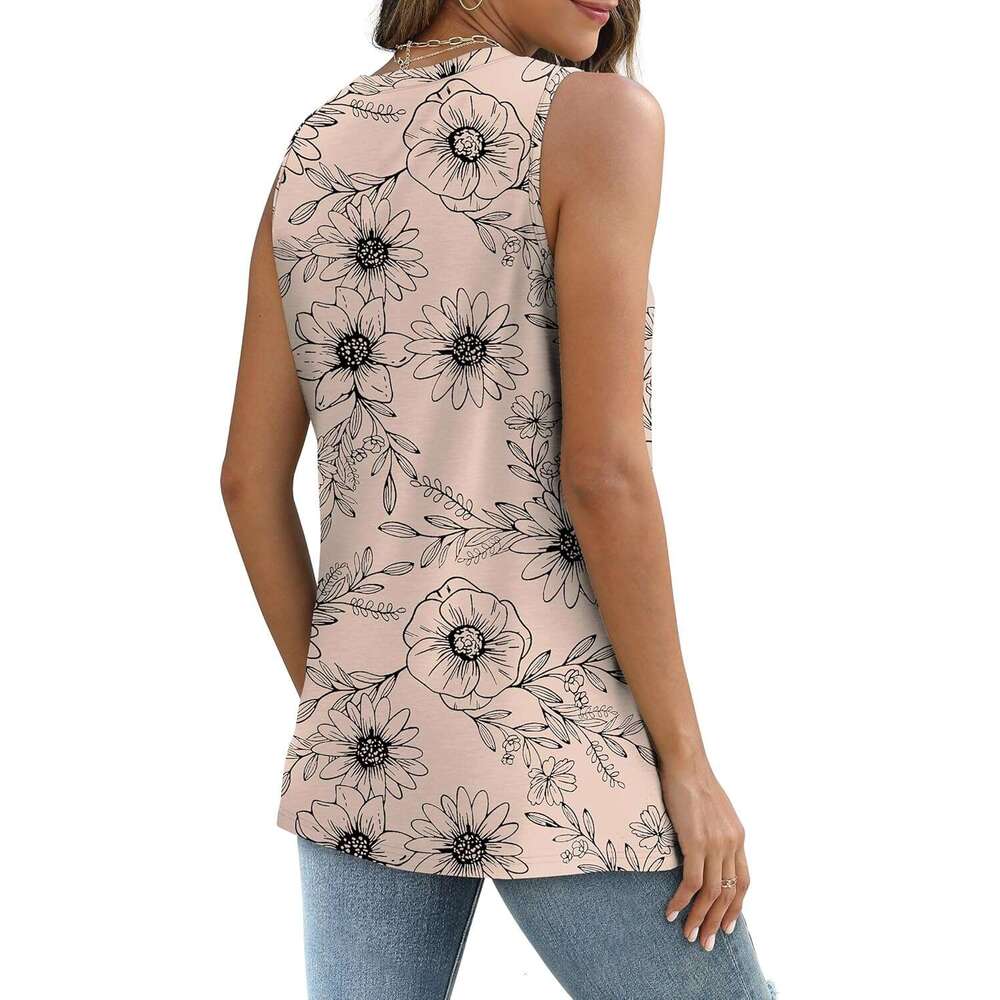 Womens Tank Eyelet Loose Casual Summer Tops Designer Crew Neck Basic Sleeveless Shirts Trendy 2026