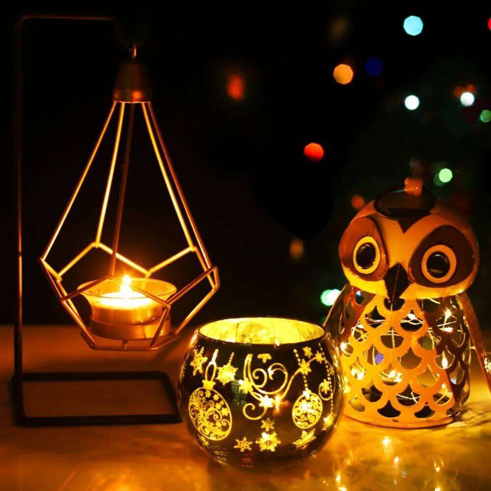 Colorful Starry Night Tea Light Holder Mercury Glass Votive Candle Cup Christmas Wedding Party Decoration XJ260305