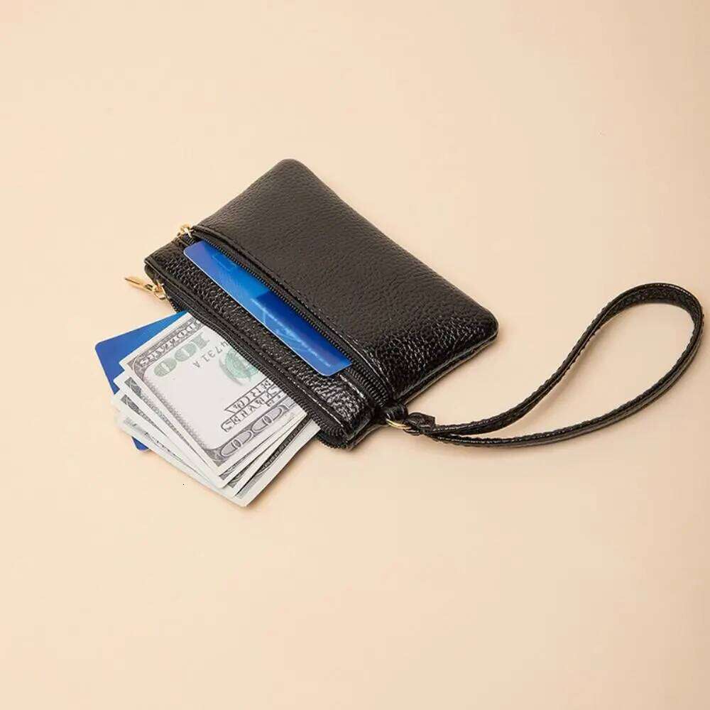 Solid Color Lichee Pattern Zipper Casual Korean Style Coin Purse Wallet Small Item Bag Outdoor C260304