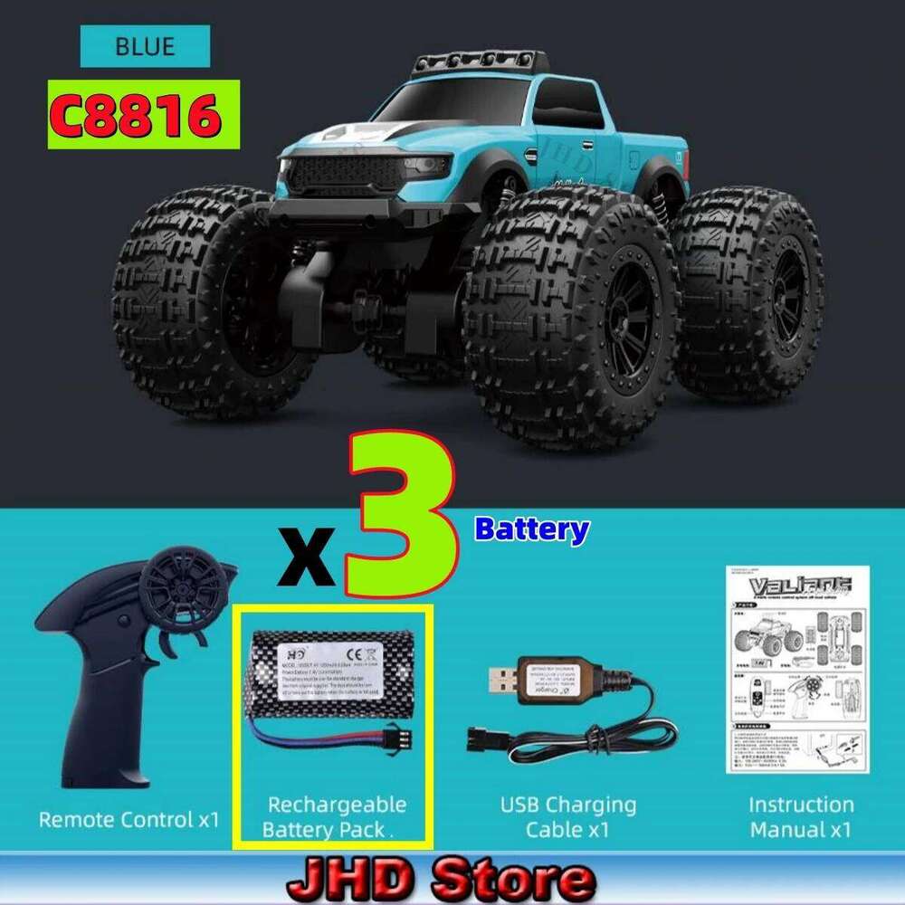 JHD 1:16 RC Amphibious Car 2.4G 50M Off-road For Water Grassland Dirt Mountain JJRC C8816 Waterproof Full Scale Racing C260305