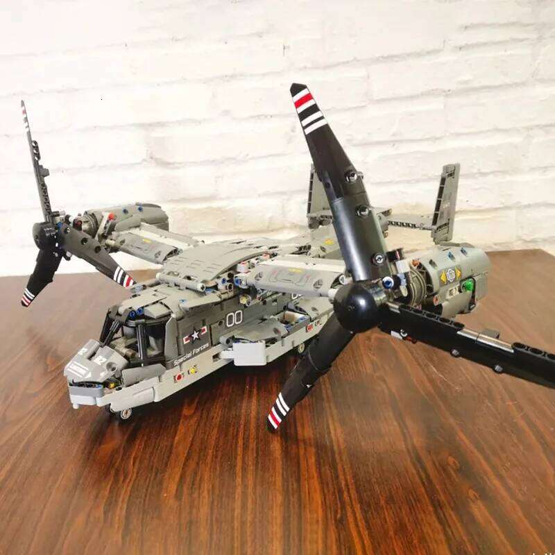 WW2 Technical Electric Osprey Transport Aircraft Building Blocks High-Tech Sets Military Fighter Bricks Boys Toys for Kids Gifts Z260306