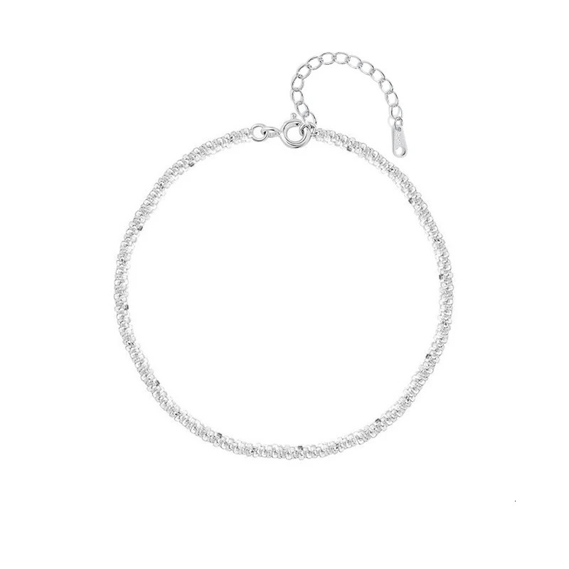 INZATT Real 925 Sterling Silver Sparkling Chain Anklets For Women Minimalist Fine Jewelry 2024 Summer Beach Accessories Gift 260304