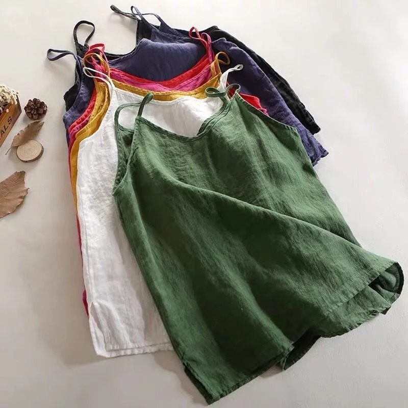 Summer Simple All-match Top Loose Thin Camisole Solid V-neck Vest Women Clothing Sleeveless Casual Highstreet Holiday T-shirt 260306