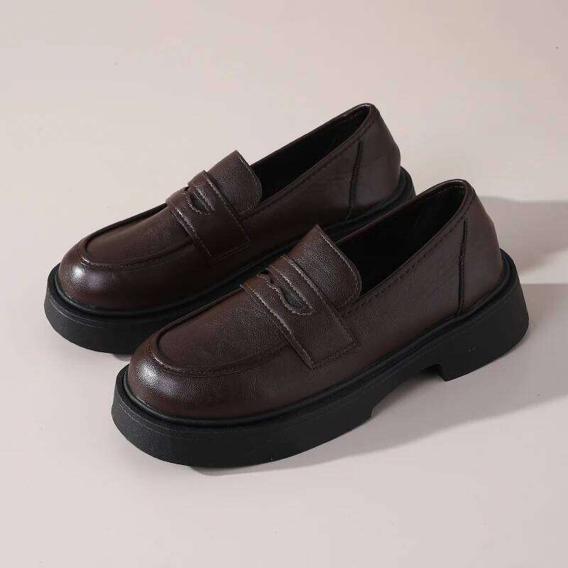 2025 Autumn & Winter New Women's Shoes, Retro British Style Thick-Soled, Comfortable Casual Office Shoes