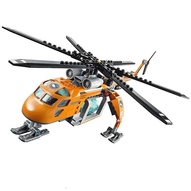 Suitable for urban series polar lifting helicopter building blocks Arctic airplane boy assembling toys Christmas gifts Z260306