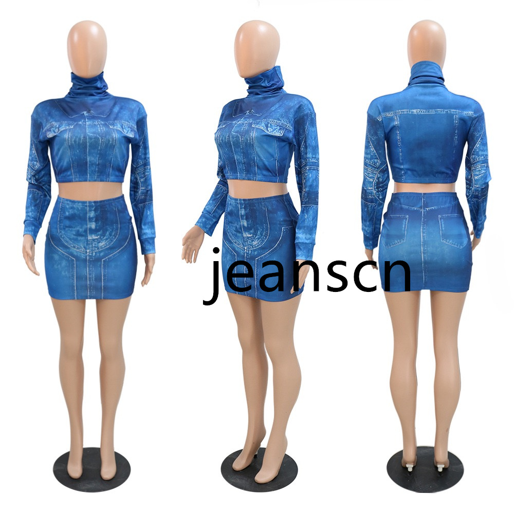 Designer Denim Tracksuits Two Piece Sets Women Long Sleeve Patchwork Denim Jacket and Shorts Outfits Y2k Jeans Vintage Streetwear Bulk Wholesale Cloth
