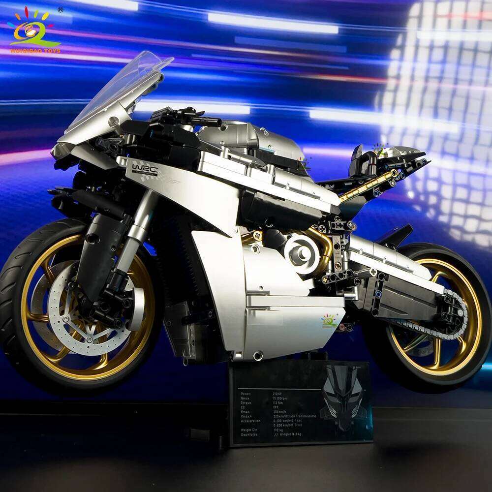HUIQIBAO MOC 1641PCS 1:5 motorcycle Model Building Blocks Technical Motorbike Bricks Toy for Adult Moto Collection Ornaments Z260306