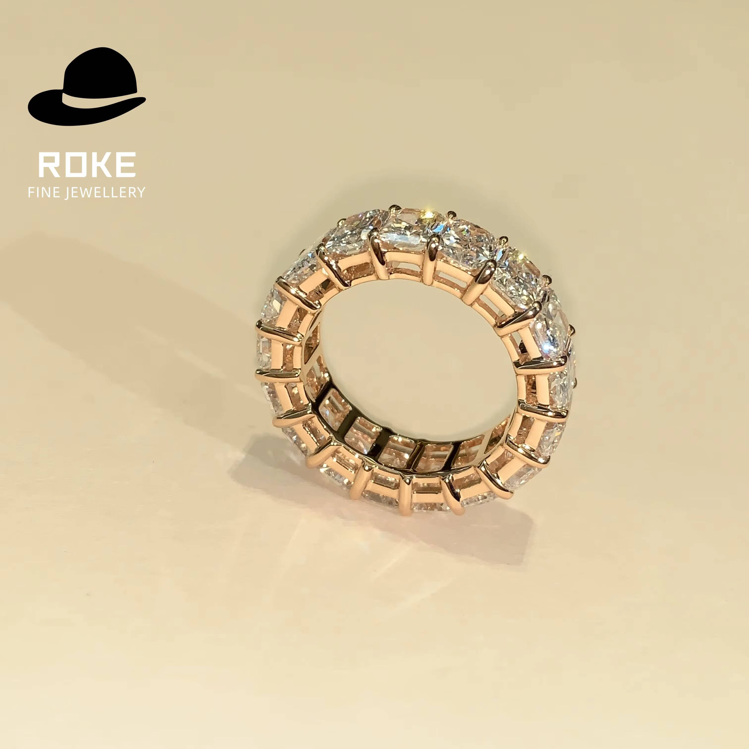 New Arrival Popular Womens Diamond Ring Four-claw Setting IGI-Certified Lab-Grown Radiant Cut Customisable in 9-18K Gold