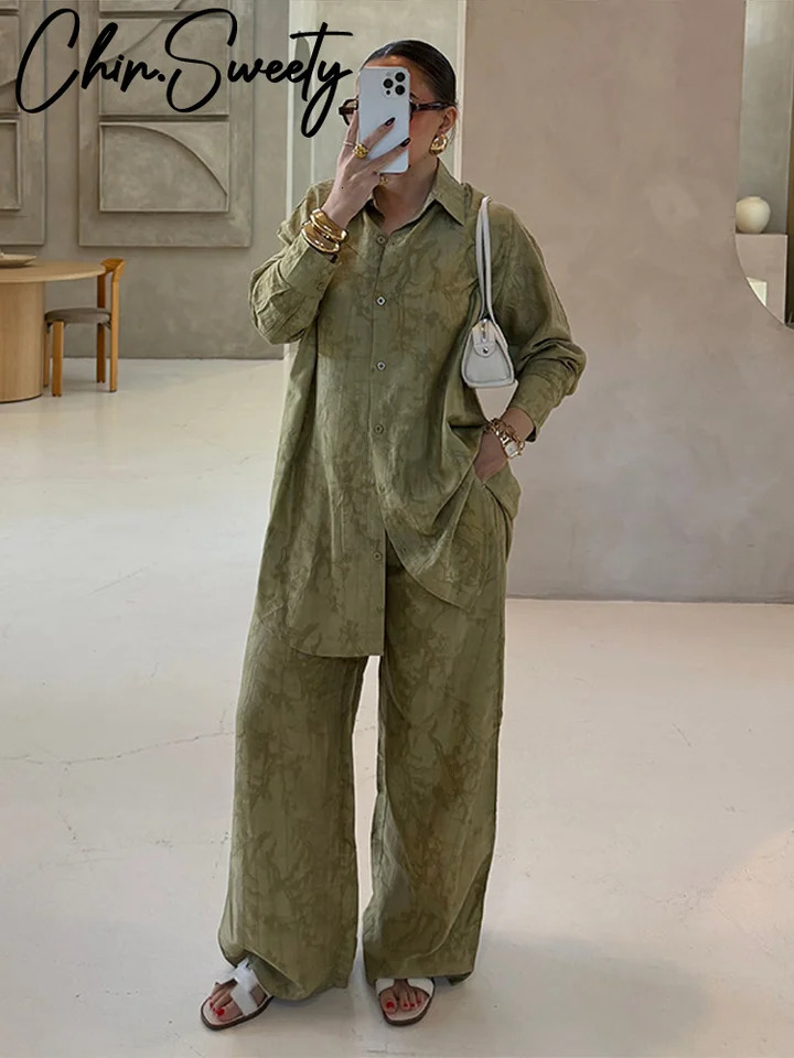 Vintage Cotton Linen Shirt Pant Suit Women Loose V Neck Lace Up Long Sleeves Blouse Wide Leg Pant 2026 Spring Autumn Lady Sets 260305