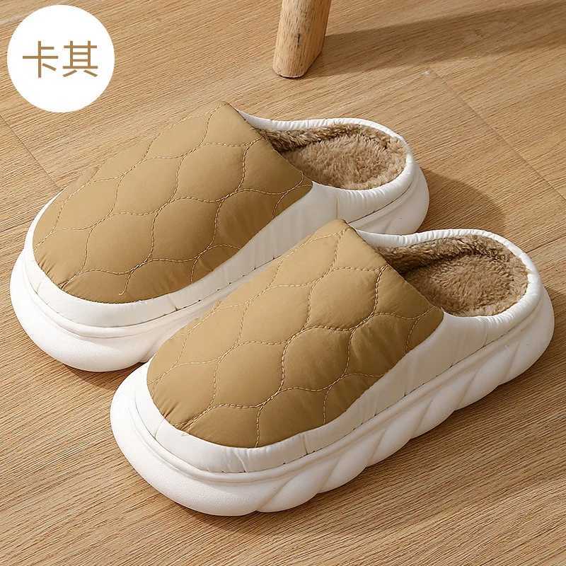 Comwarm Winter Fur Plush Women Slippers Winter Fluffy Warm Waterproof Home Slippers Women Men Outdoor Soft Sole Furry Slippers S260305