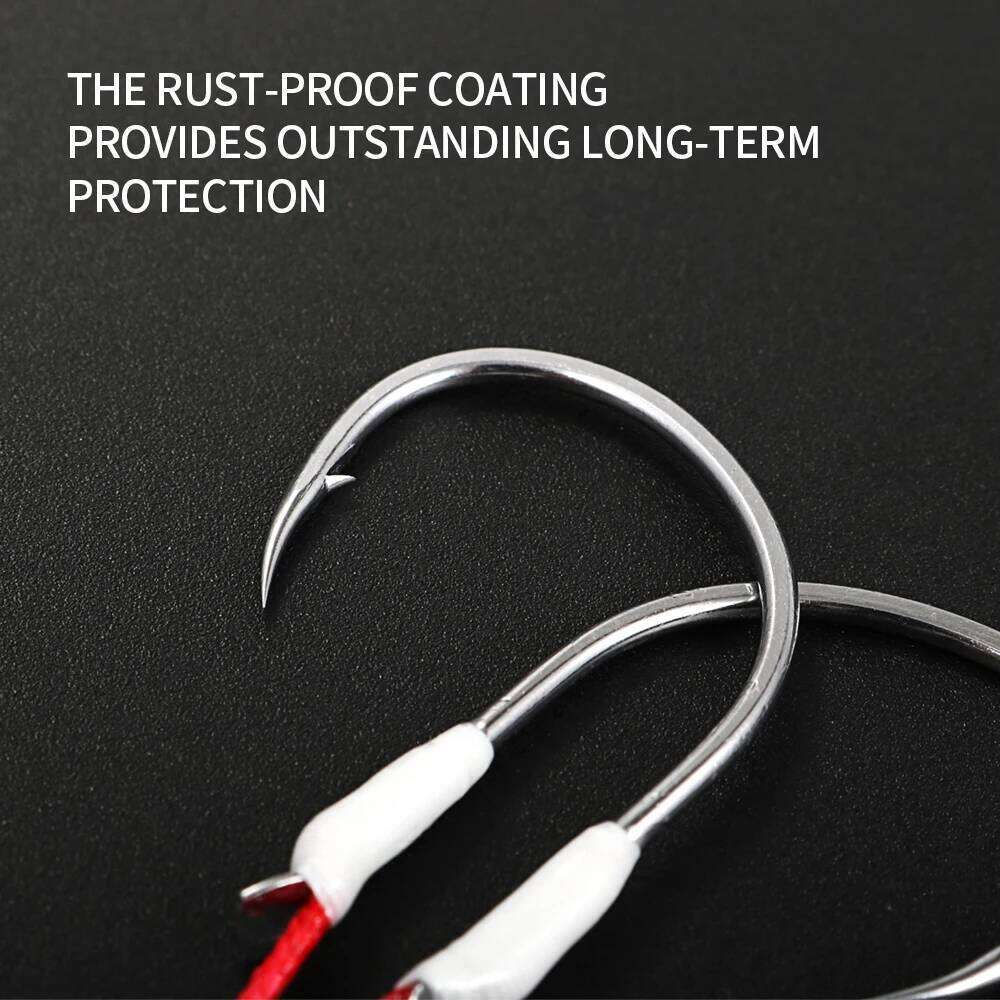JIGGING PRO 2Pairs Twin Assist Metal Jig 1/0 2/0 3/0 4/0 Sea Jigging hook BKK Barbed Hook Fishing Accessories S260305