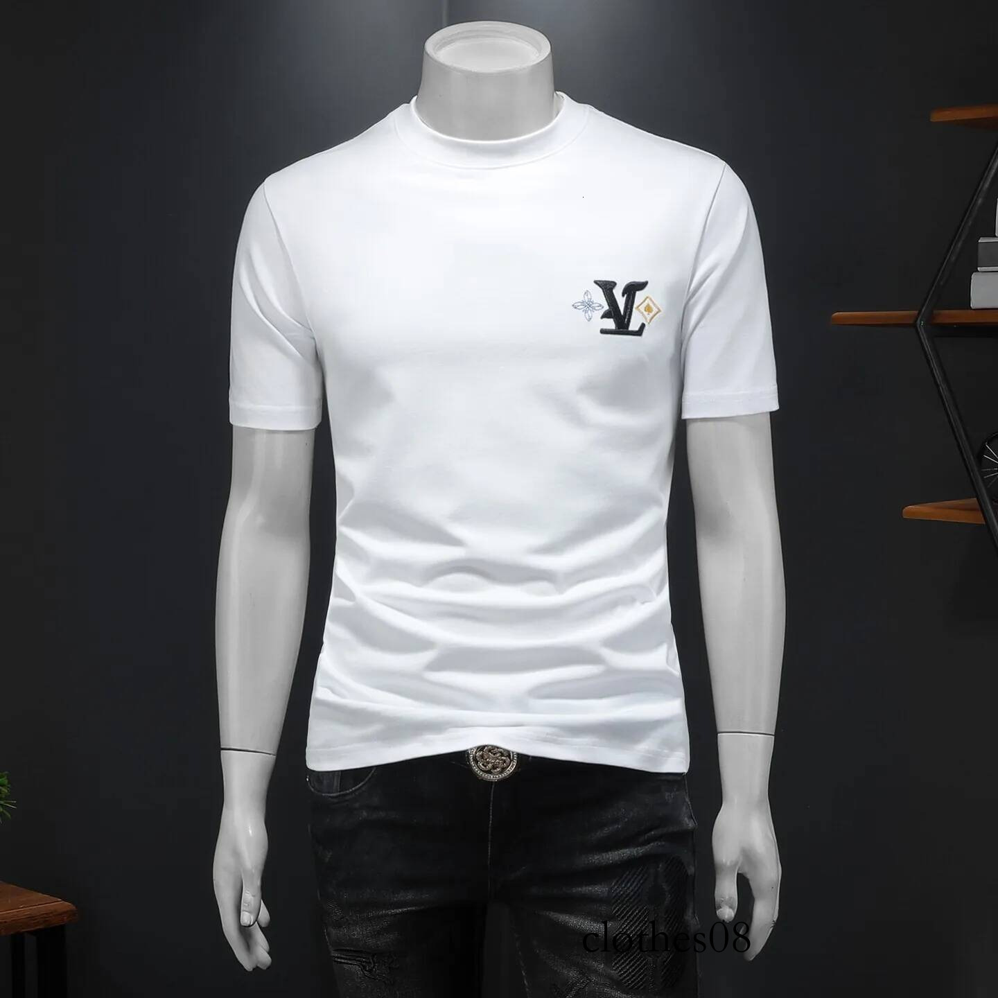 Men's Faionable round Ne ort T-irt Wide Cut f Sve Polyester Cotton Blend Summer Casual Urban Sle