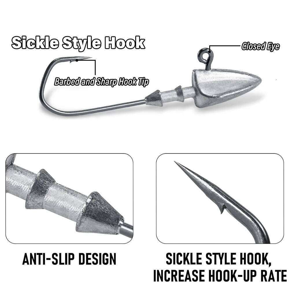 5pcs Metal Jig Head Hook 3.5g 10g 21g 35g Weight Crank Sharp Fishhook Gear Sinker Pesca for Soft Lure Texas Rig Fishing Tackle Y260305