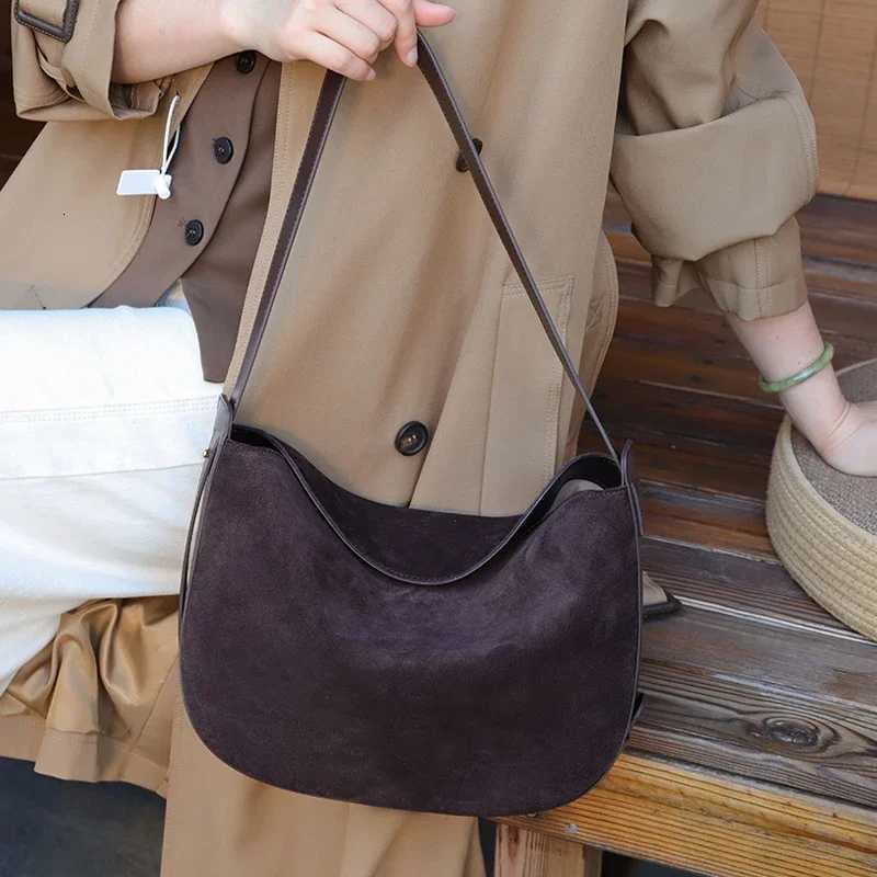 Winter Womens Natural Suede Leather Classic Underarm Bag Female Soft Cowhide Durable Handbags Ladies Designer Bags H260306
