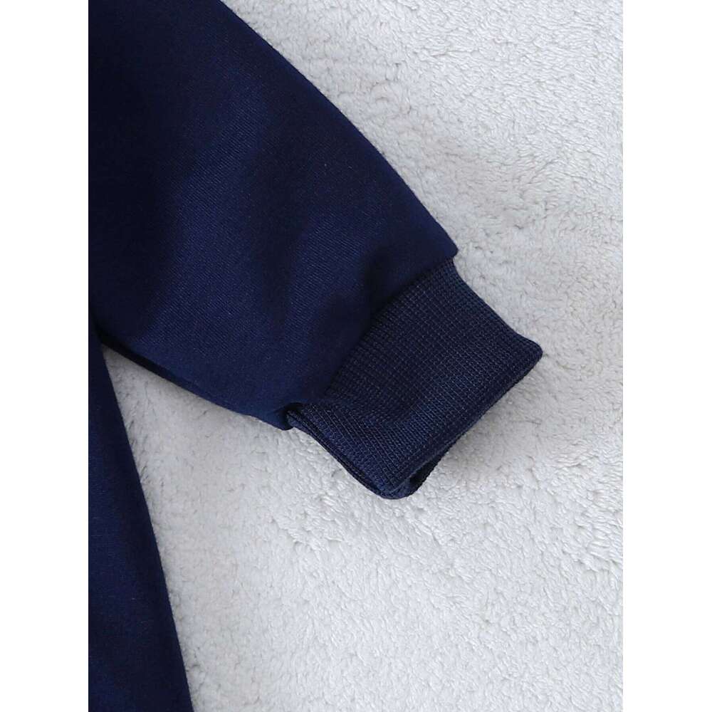 Baby Pure Cotton Long-sleeve Romper, Dark Blue Versatile Jumpsuit, Spring Autumn Warm Onesies, Newborn Outfit Z260306