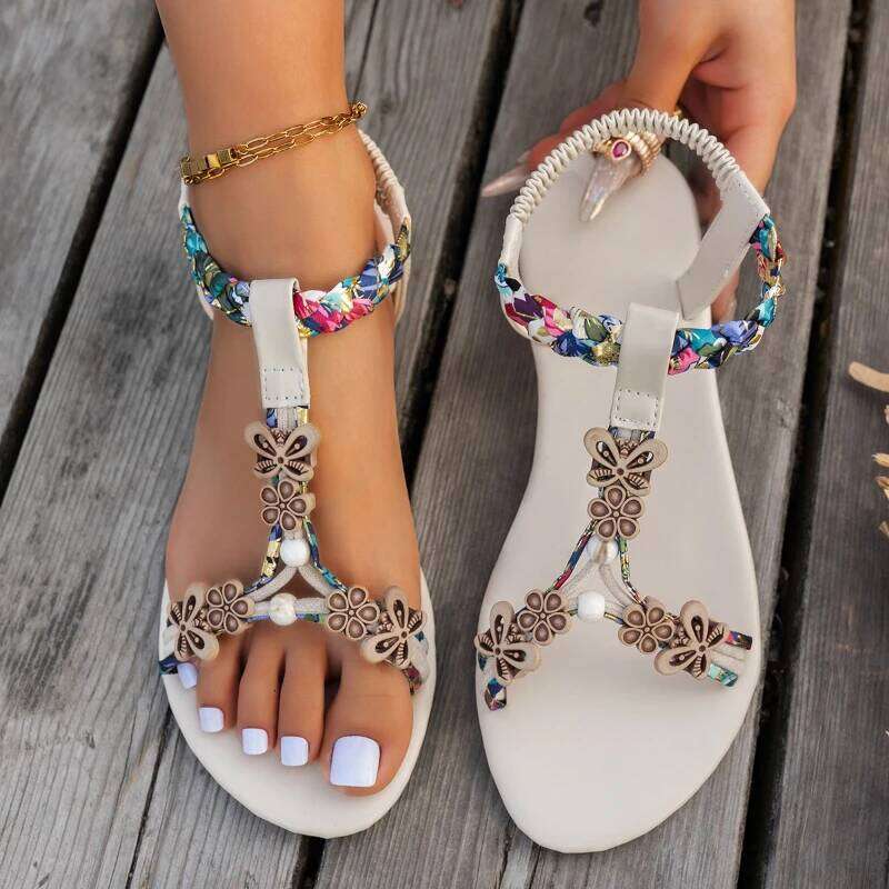 2026 Women's Fashion Flat Bottom One Line Buckle Casual Versatile Open toed Sandals