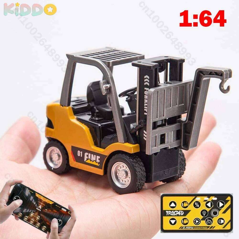 RC Truck Toys 1/64 Alloy Engineering Construction Vehicles Model Sound Light Collection Forklift Decoration Toy for Kid C260305