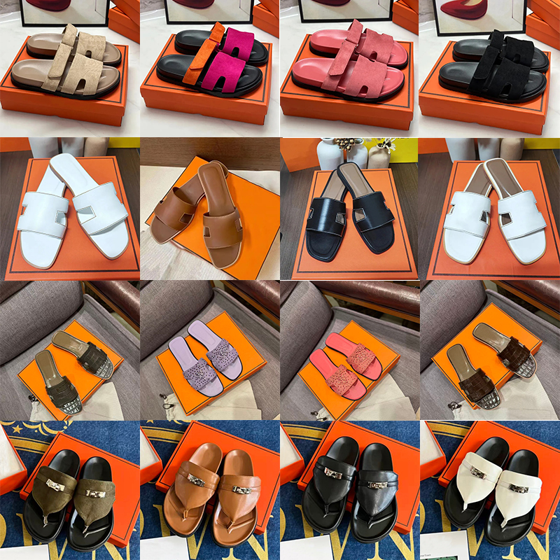 designer womens slippers slides sandals summer beach sandal with dust bag flat sliders lady girls slide black brown pink leather