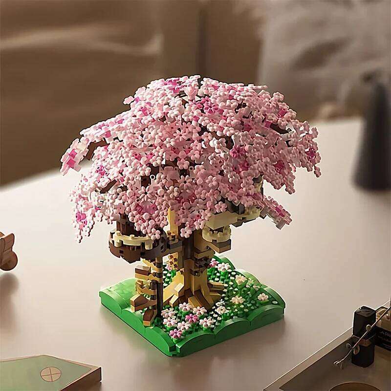 Mini Sakura Tree Building Blocks Set DIY Cherry Blossom Bricks Treehouse Model Decoration Romantic Gift for Girlfriend Z260306