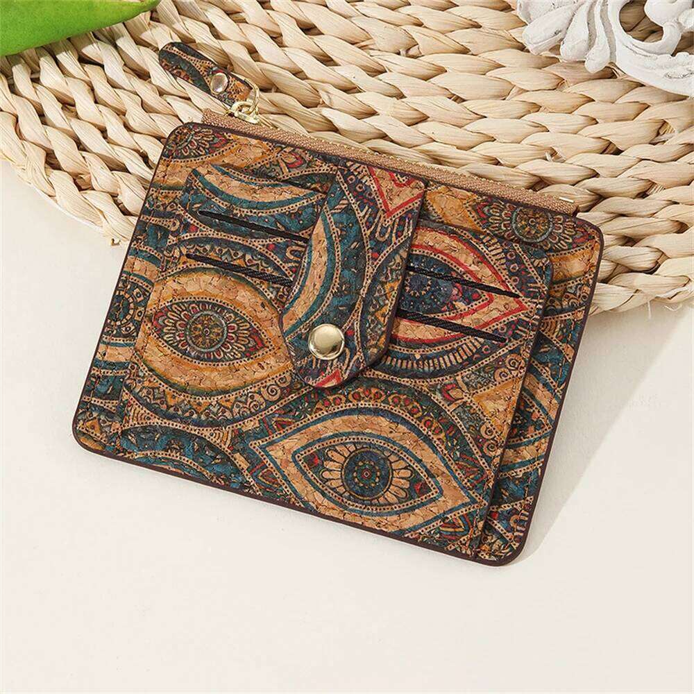 Retro Holder Exquisite Wallet Multi Case Cork Ultra Thin Card Pocket Zipper Small Wallets Big Capacity Coin Purse New C260304