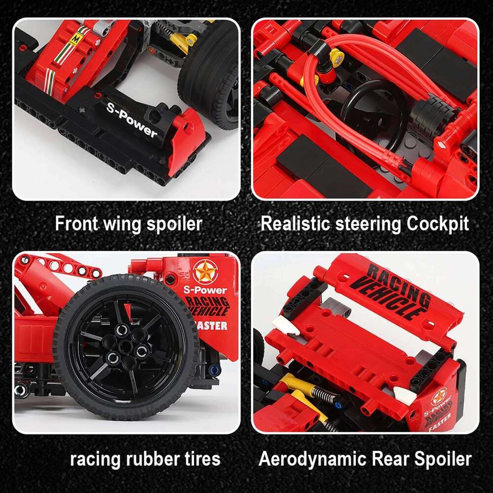 Technical Red Racing Car Building Block Model Expert Speed Sports Vehicle Assembly Bricks Toys Kids birthday Gifts Z260305