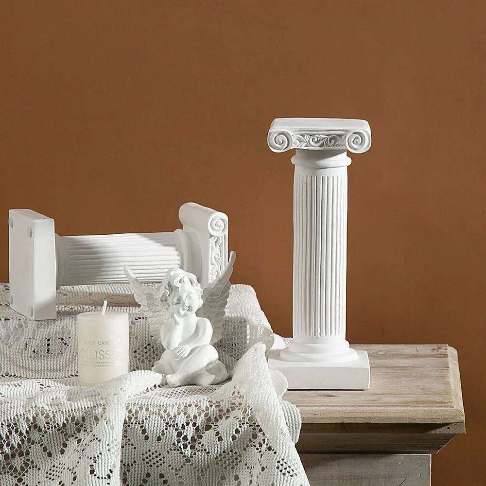 Roman Pillar Statues Greek Columns Candle Holder Resin Candlestick Stand Wedding Table Decoration Home Garden Decorative Figure XJ260305