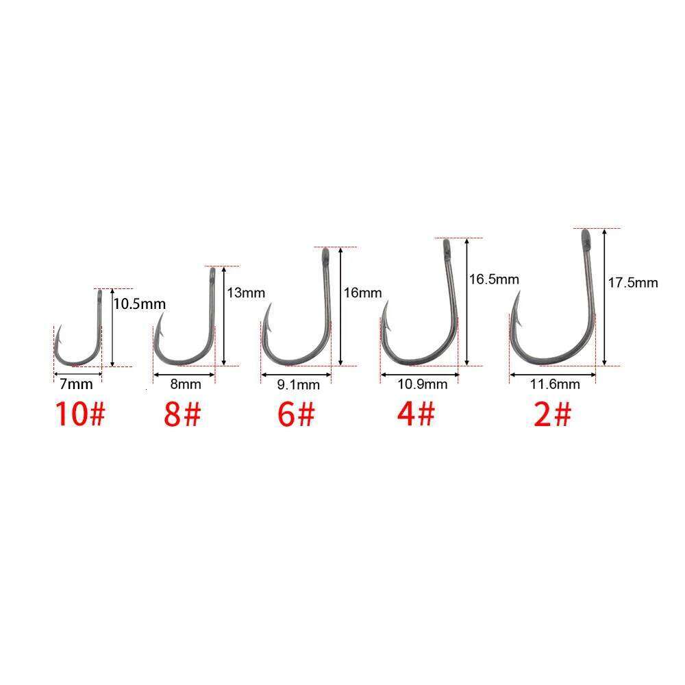 Hirisi 100pcs Barbed Coated Carp Fishing Hooks Eye Design in Japan Made by High Carbon Steel 8001 with Spliceable Box S260305