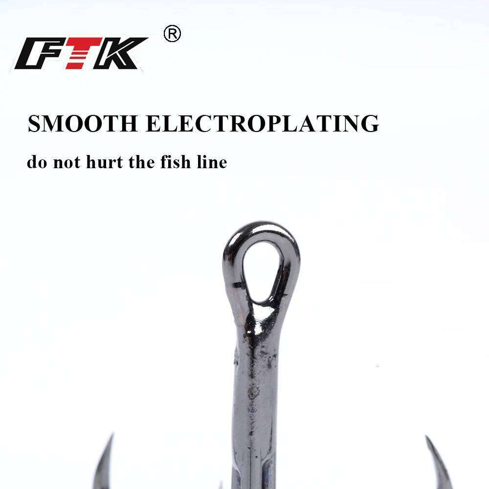 FTK 15-20pcs Overturned Treble High Carbon Steel 2/4/6/8/10# For Lure Triple Hook Fishing Tackle S260305