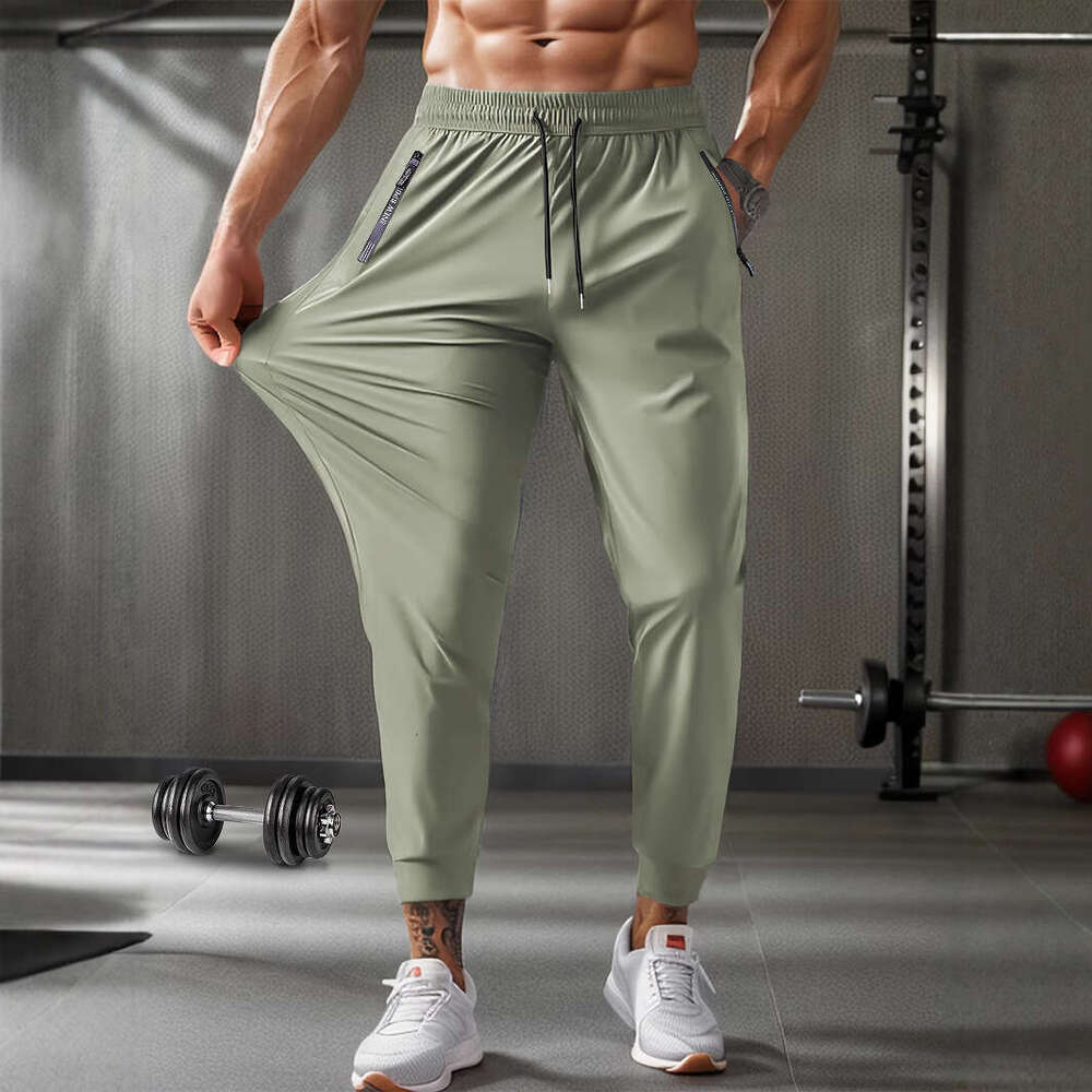Summer Nylon Ice Silk Men's Thin Breathable Large Size Casual Stretch Long Boxer Quick-Dry Pants