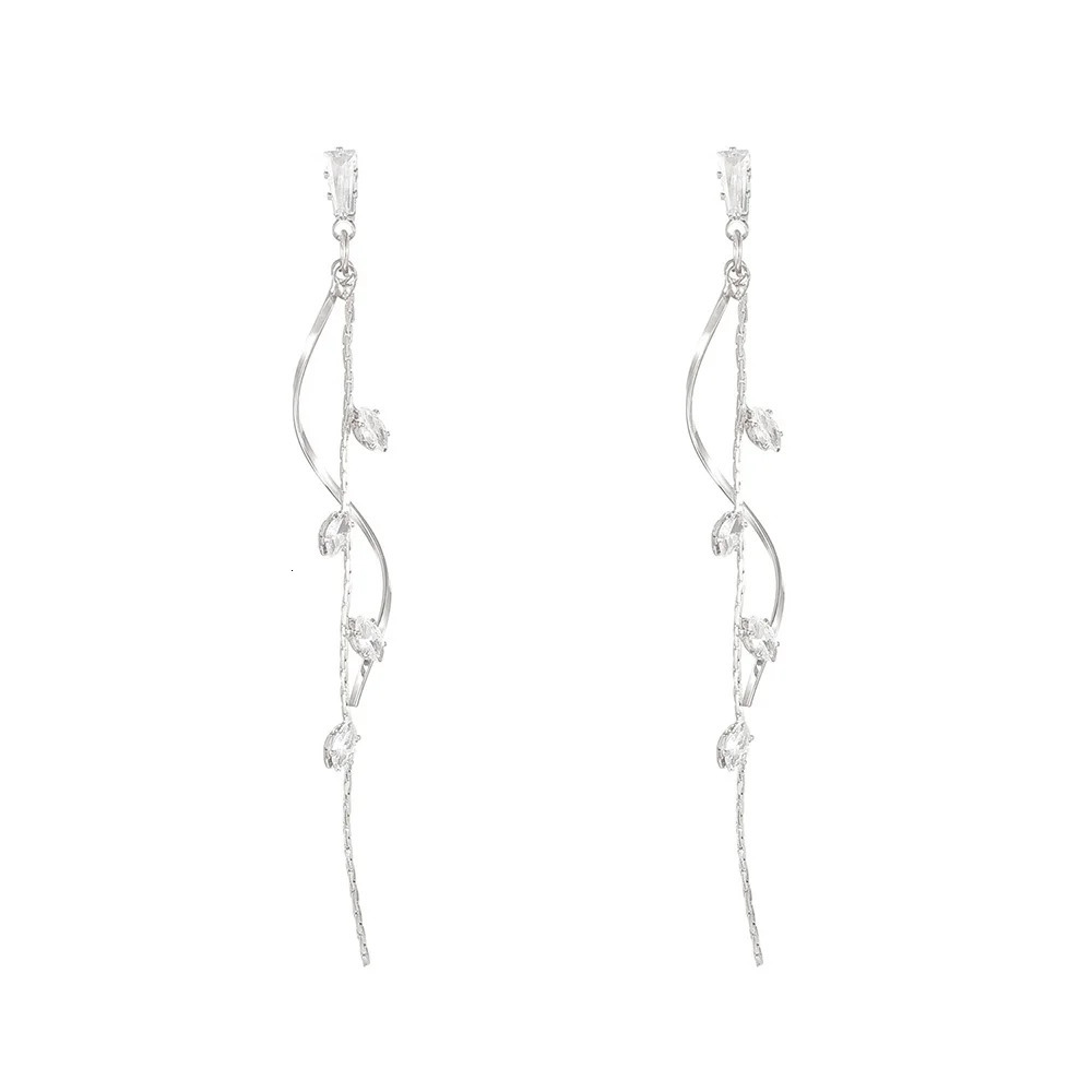 Korean Fashion Long Tassel Earrings For Women Ins Rotating Twisted Zircon Dangle Earings Gold Color Jewelry Gift KDE208 260303