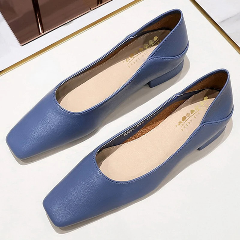 Fashion Low-heel Women shoes Versatile square head Women Mules Two pairs of soft leather loafer high-quality heels 6 colour 260306