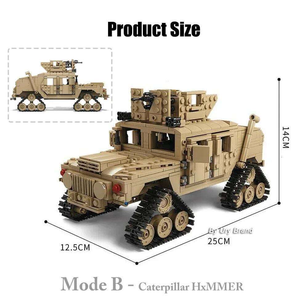 2in1 WW2 Military M1A2 Abrams MBT Tank Model Army Cannon Chariot Set Soldier Figures DIY Building Blocks Toys for Boys Kids Gift Z260306