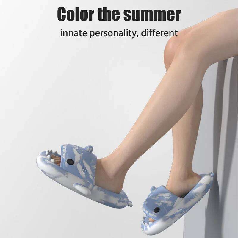 Litfun Slippers For Women Men Summer Fashion Beach Non-slip Sandal Platform Shark Slides Home Couple Thick Soled Flip Flop