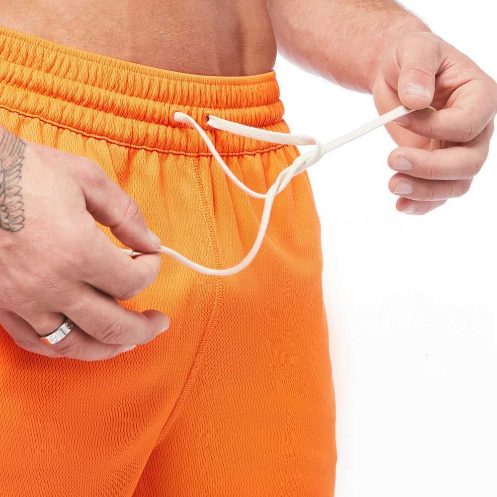 Mens Breathable Basketball Shorts Orange Mesh Fitness Sports Leisure Workout Sport Pants Quick Dry Gym Bodybuilding Shorts X260306