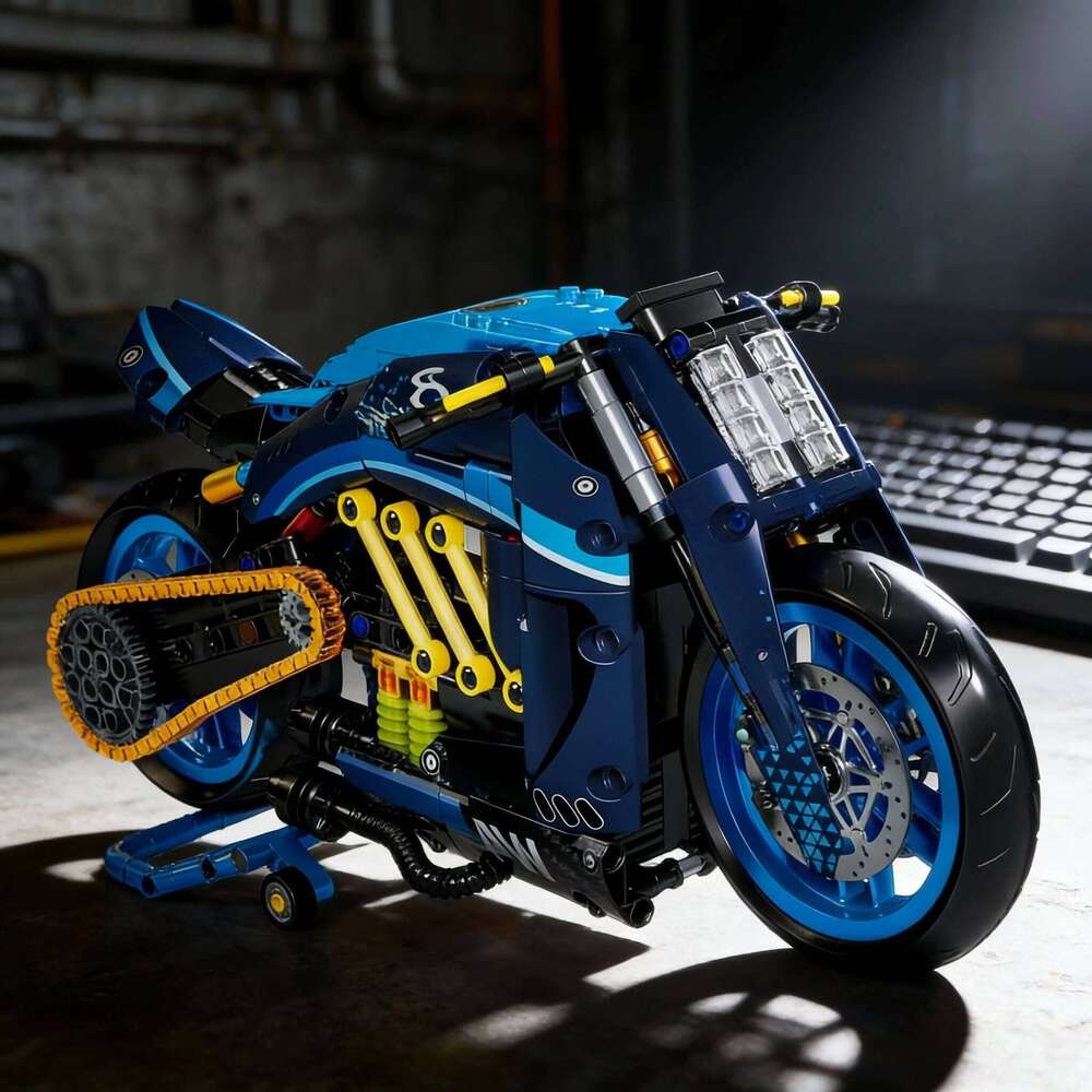 Technical MOC Construction Bricks Motorcycle Model Creative Building Kit Assembly Toys Educational Gift for Children Boys Girls Z260306
