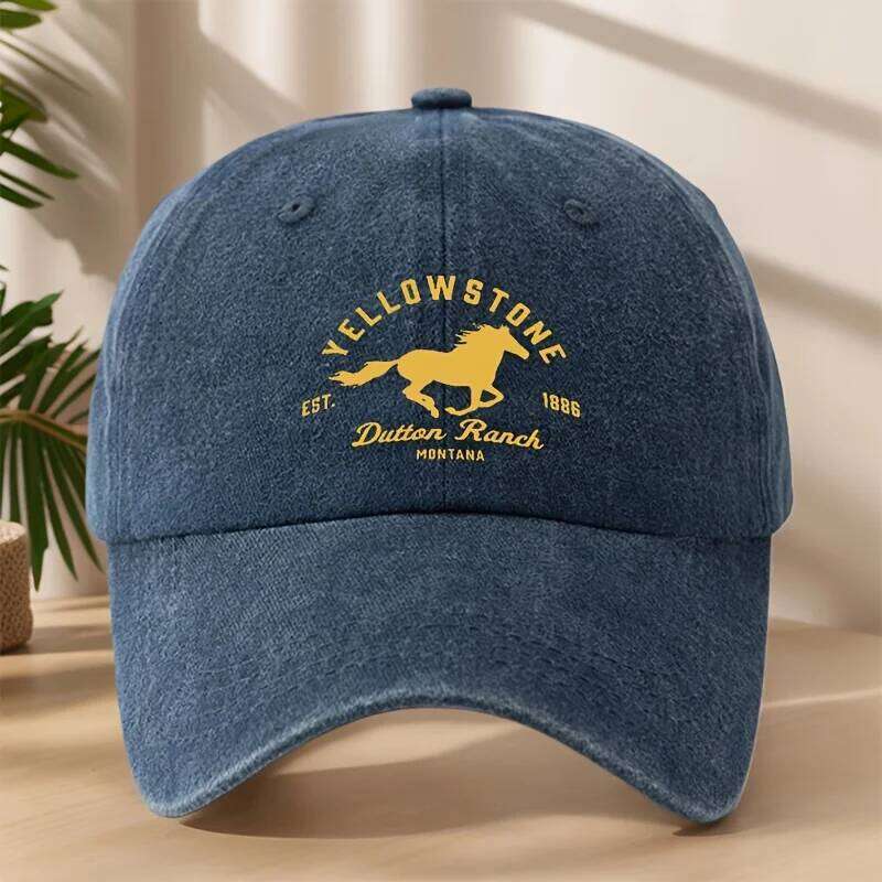 Yellowstone horse print baseball cap,classic retro duckbill cap,comfortable sweat absorbing breathable cap,outdoor casual sports Y260304